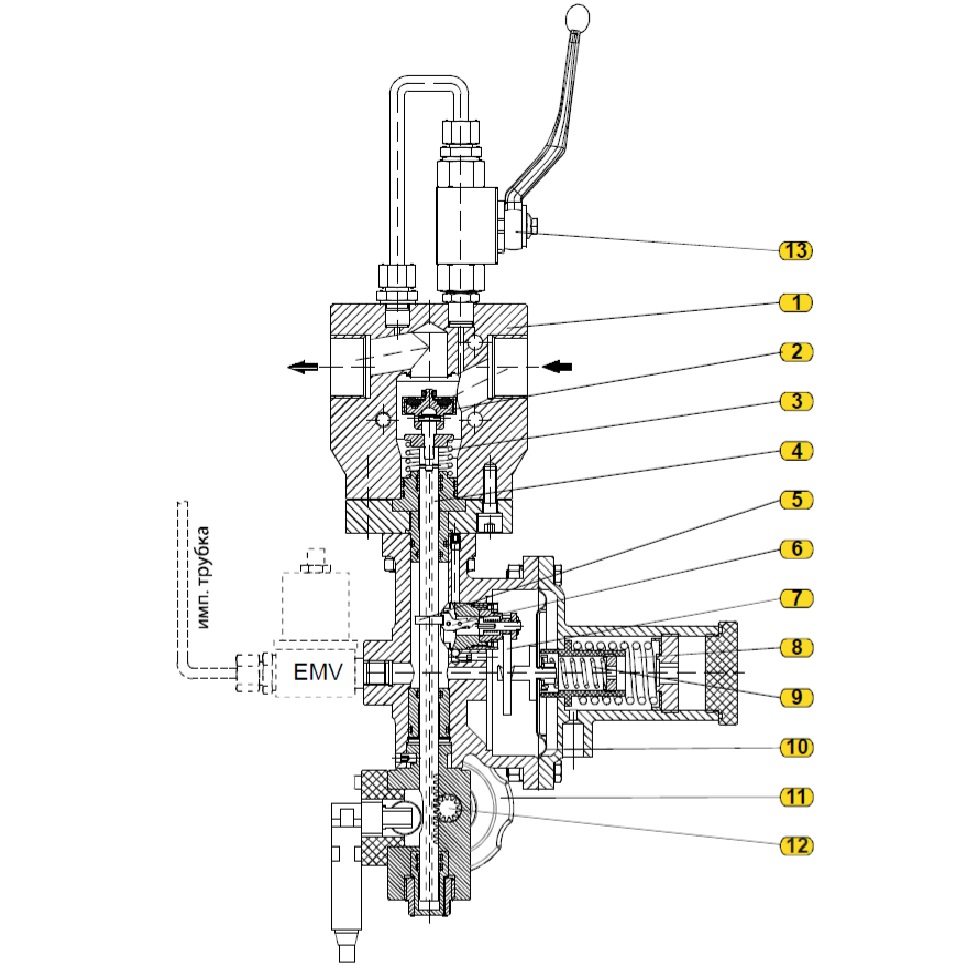Общая схема предохранительного запорного клапана 235-BV 
